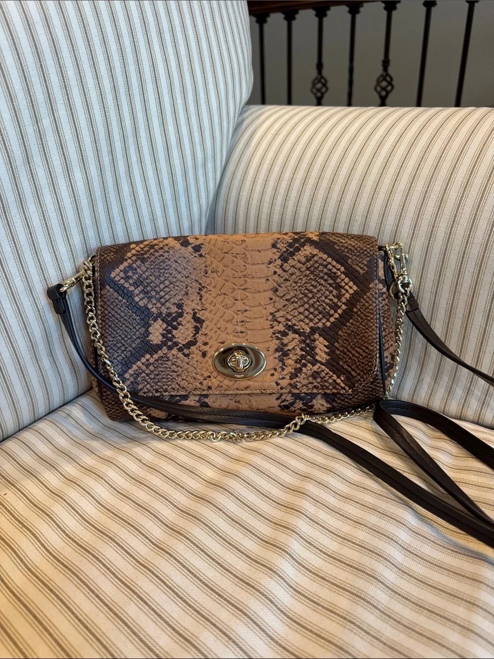 Coach Snake Embossed Leather Mini Ruby Turnlock Crossbody bag with hangtag